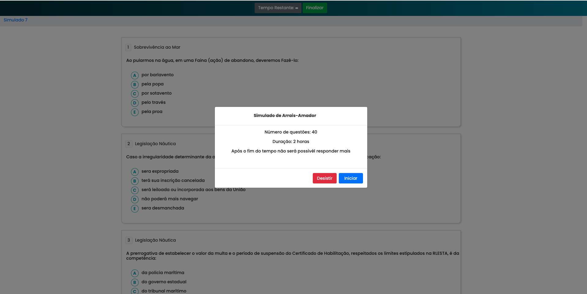 Simulados que reproduzem a prova real