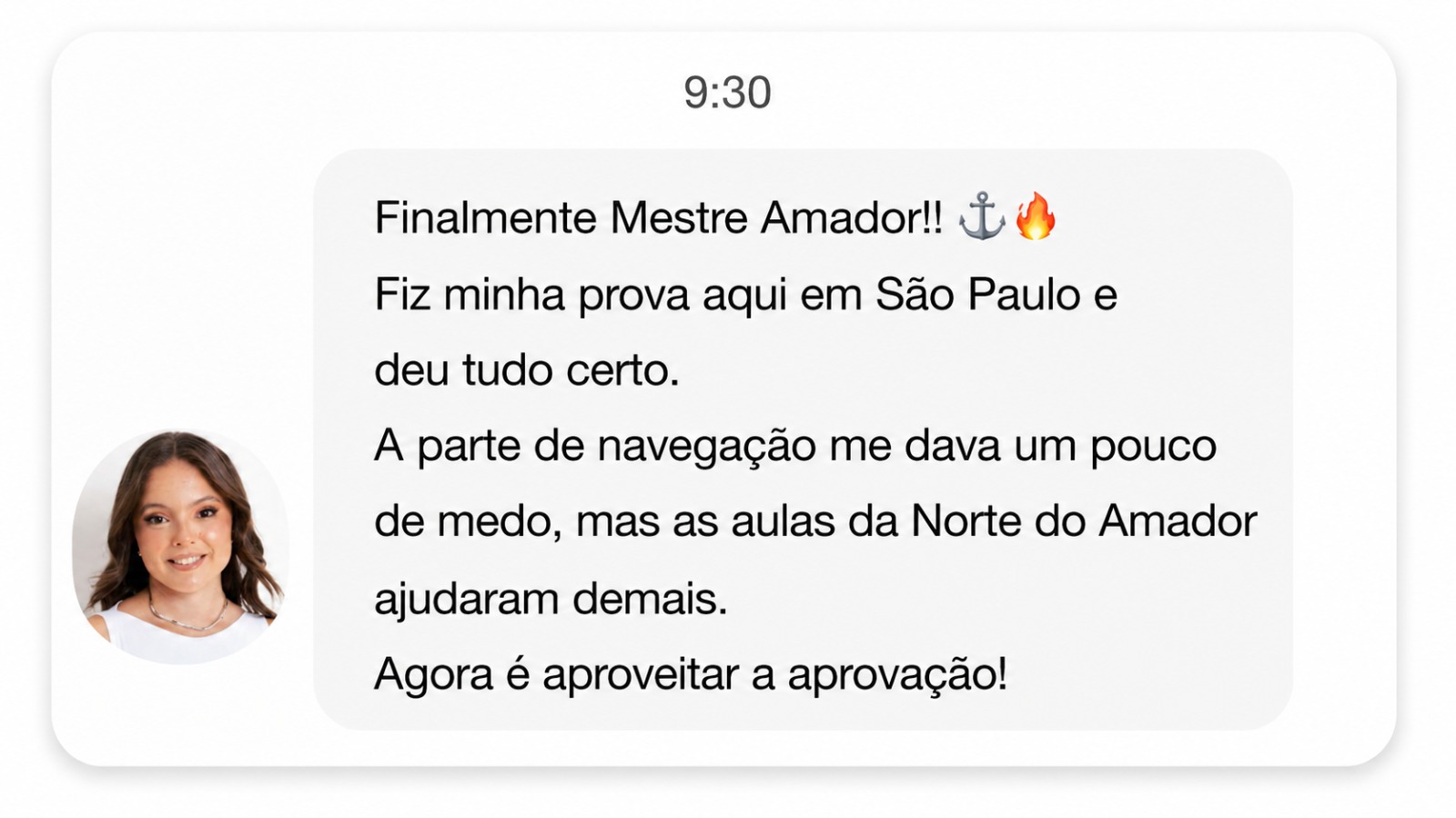 Print de mensagem de aluno aprovado