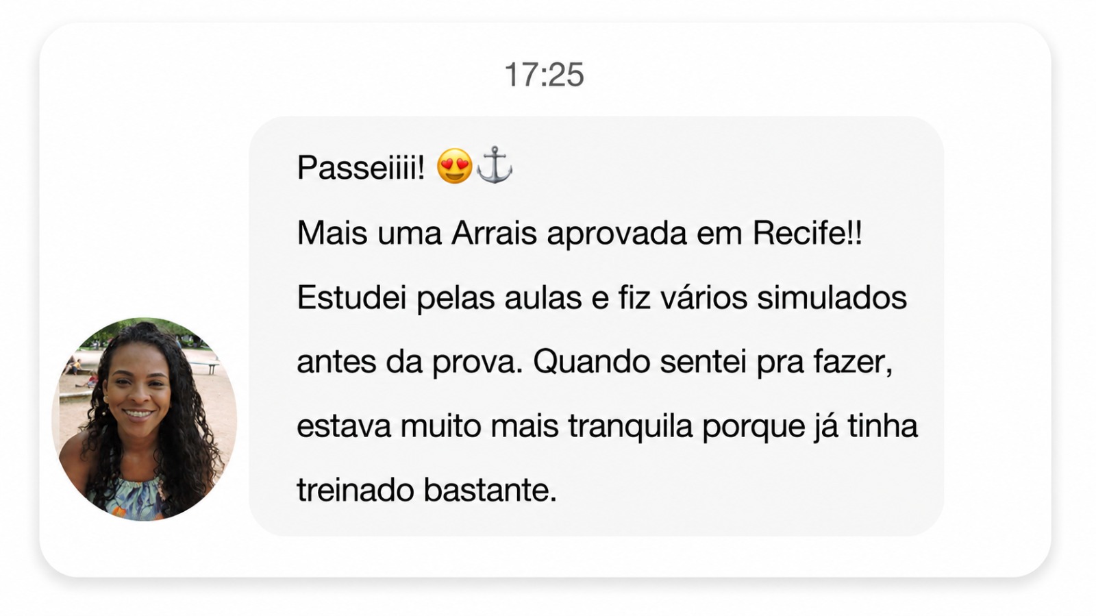 Print de mensagem de aluno aprovado