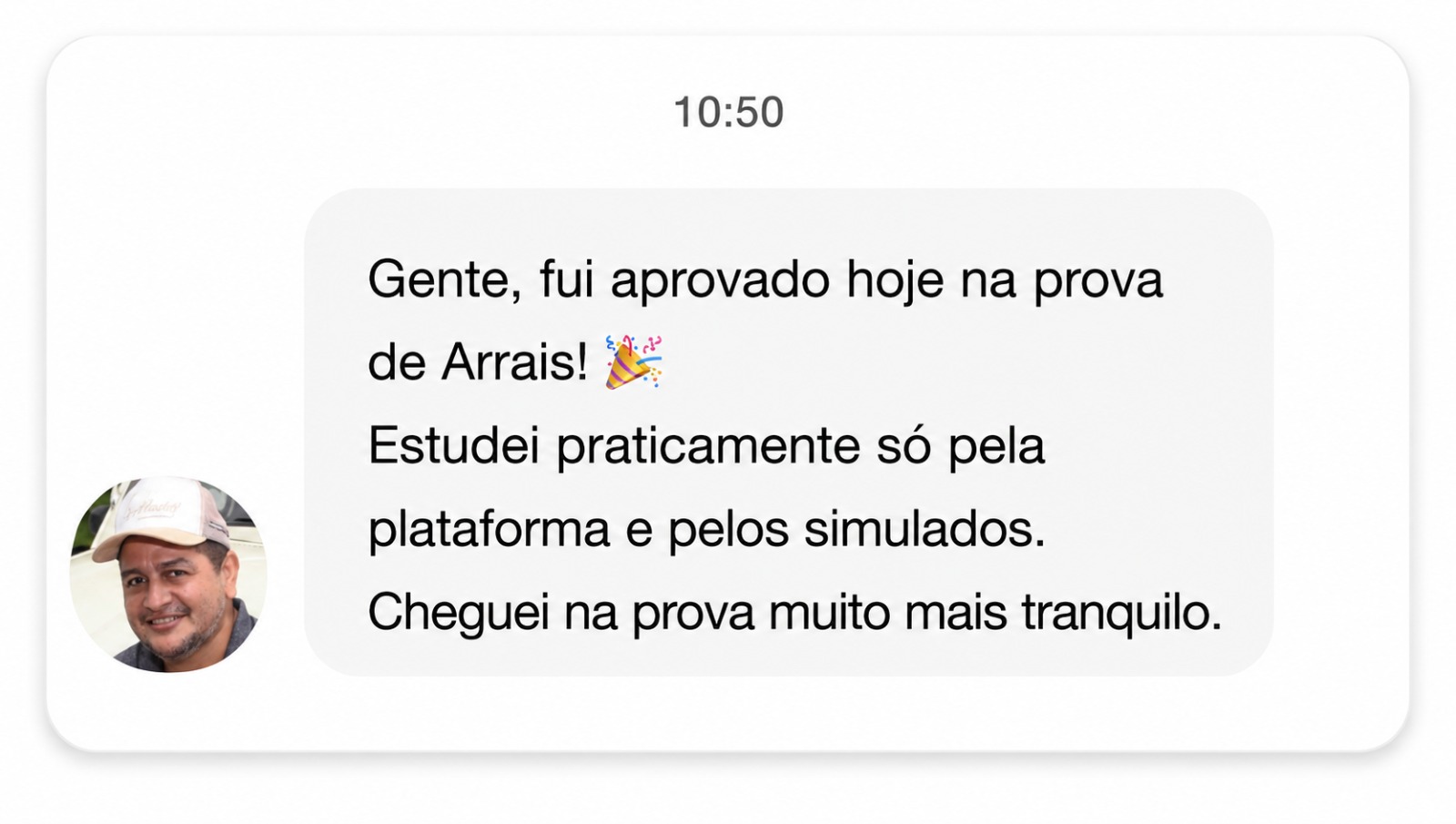 Print de mensagem de aluno aprovado
