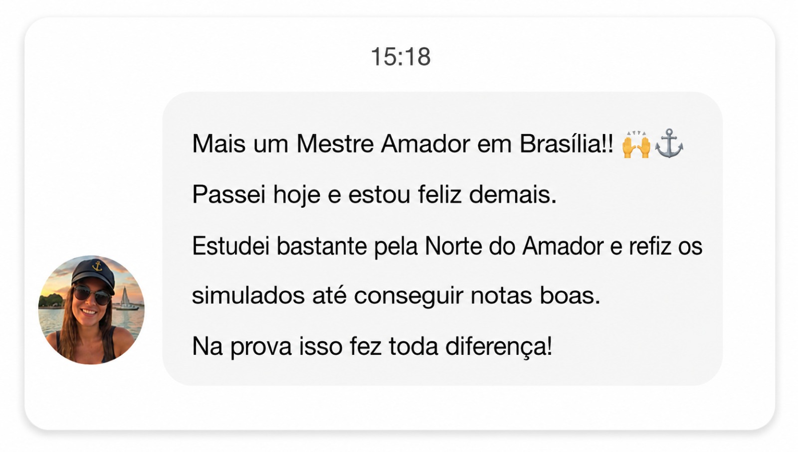 Print de mensagem de aluno aprovado
